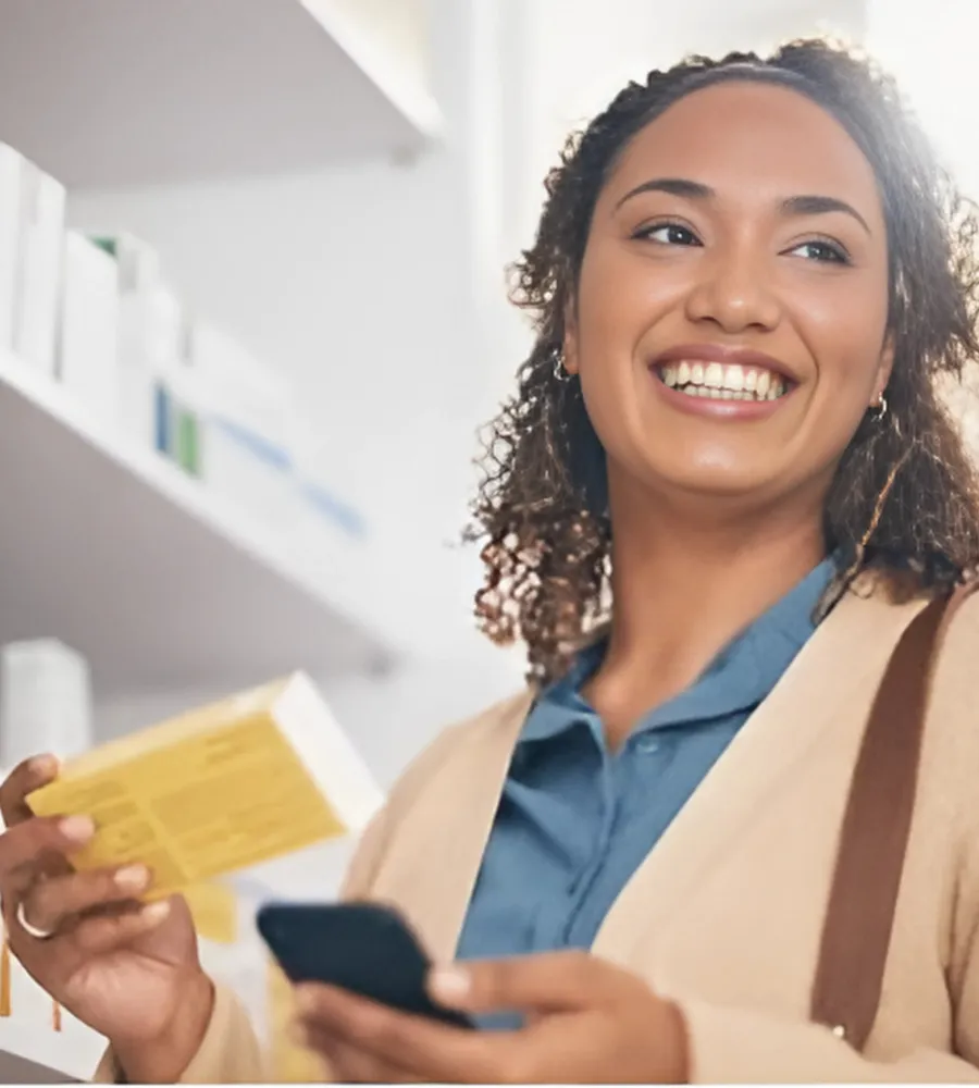 happy patient visiting Reich's Pharmacy
